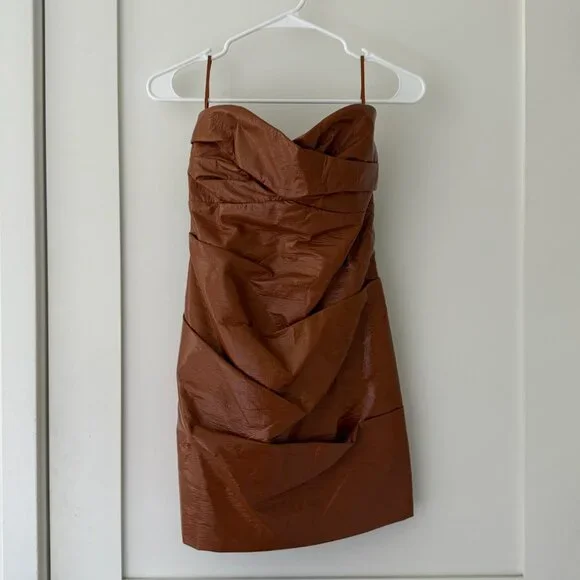 knee length dresses for ladies Bec + Bridge Cognac Brown Joelene Mini Dress